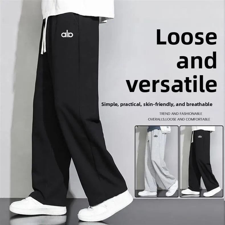 Spring Autumn Loose Wide Leg Thin Straight Leg Sweatpants Trendy Casual Sports Winter Grey Long Pants for Men And Children