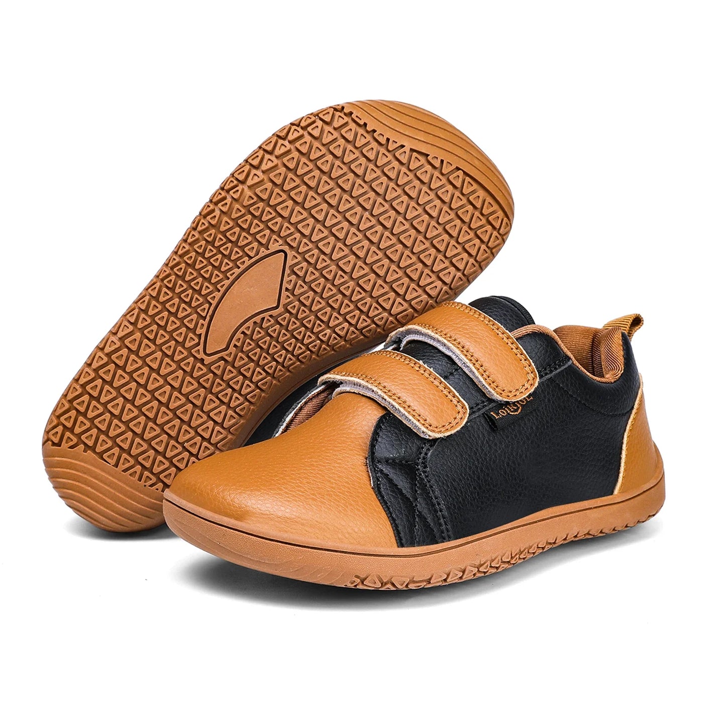 Kids Barefoot Shoes Boys Girls Wide Toe Minimalist Fashion Sneakers Lightweight Hook Loop Artificial Leather Walking Flats