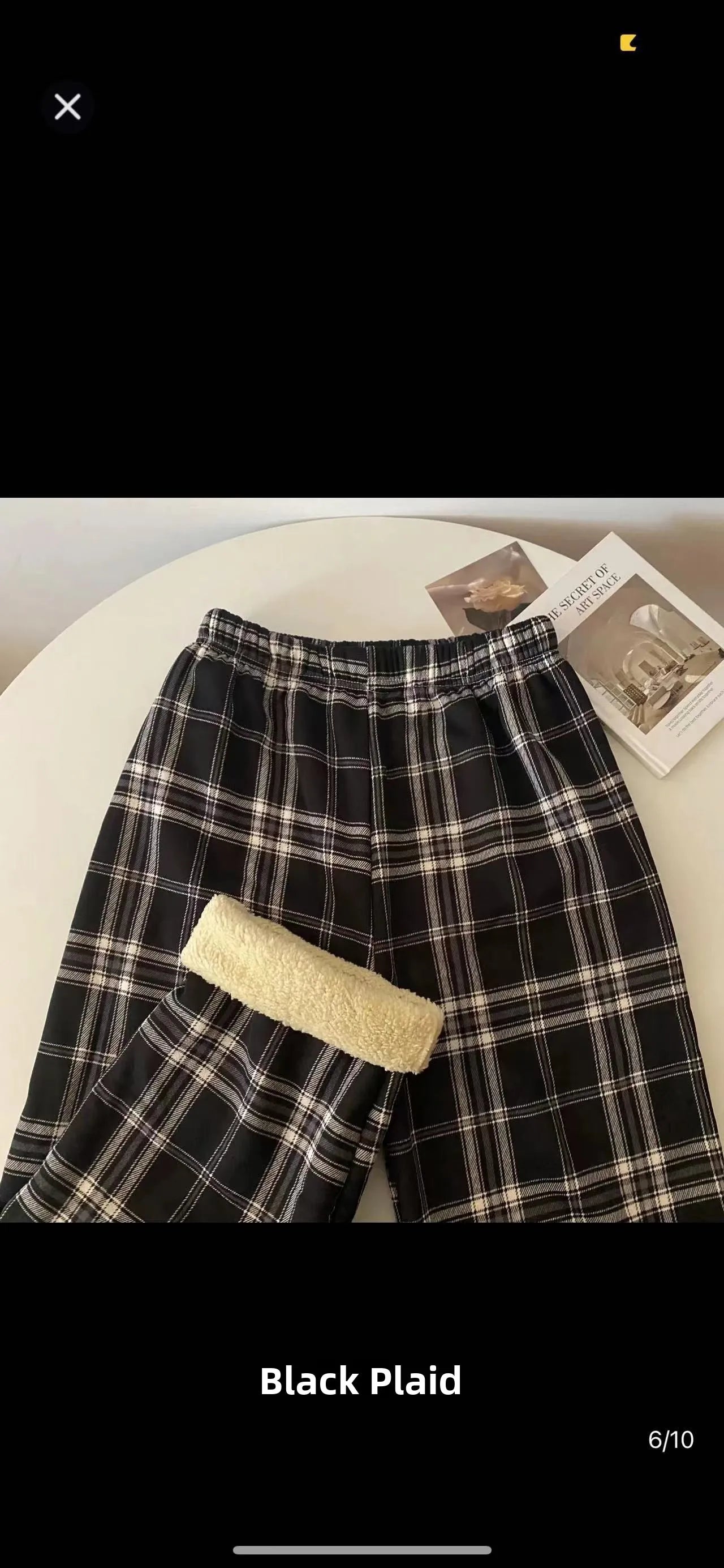 High Waist Straight Leg Pants Women's Autumn Winter Thickened Fleece Lamb Velvet Plaid Pants Loose Wide Leg Casual Trousers