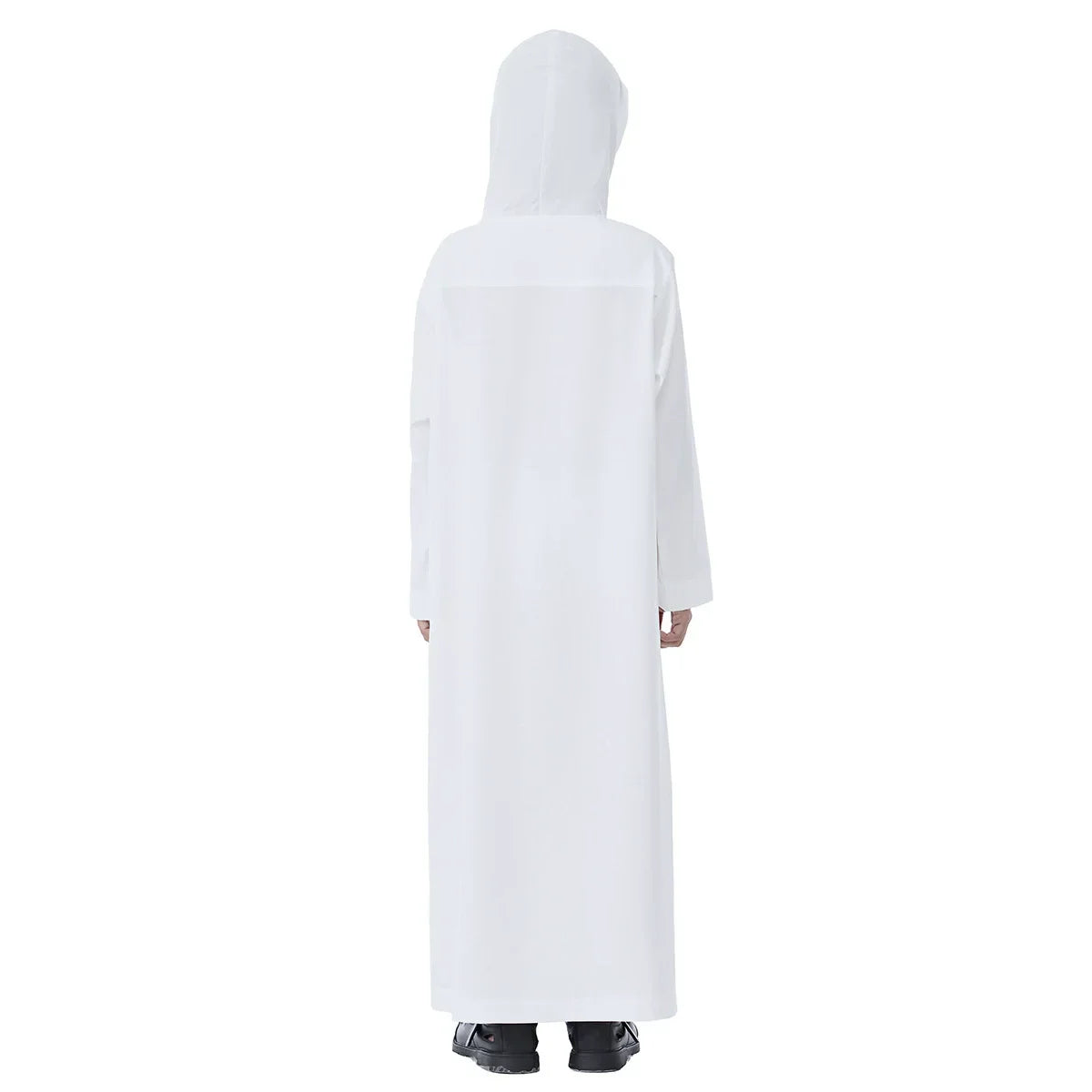 Boys Kids Islamic Muslim Hooded Juba Kaftan Robe Arabian Dubai Qatar Boy Long Sleeve Shirt Abaya Robe Dress Solid Color