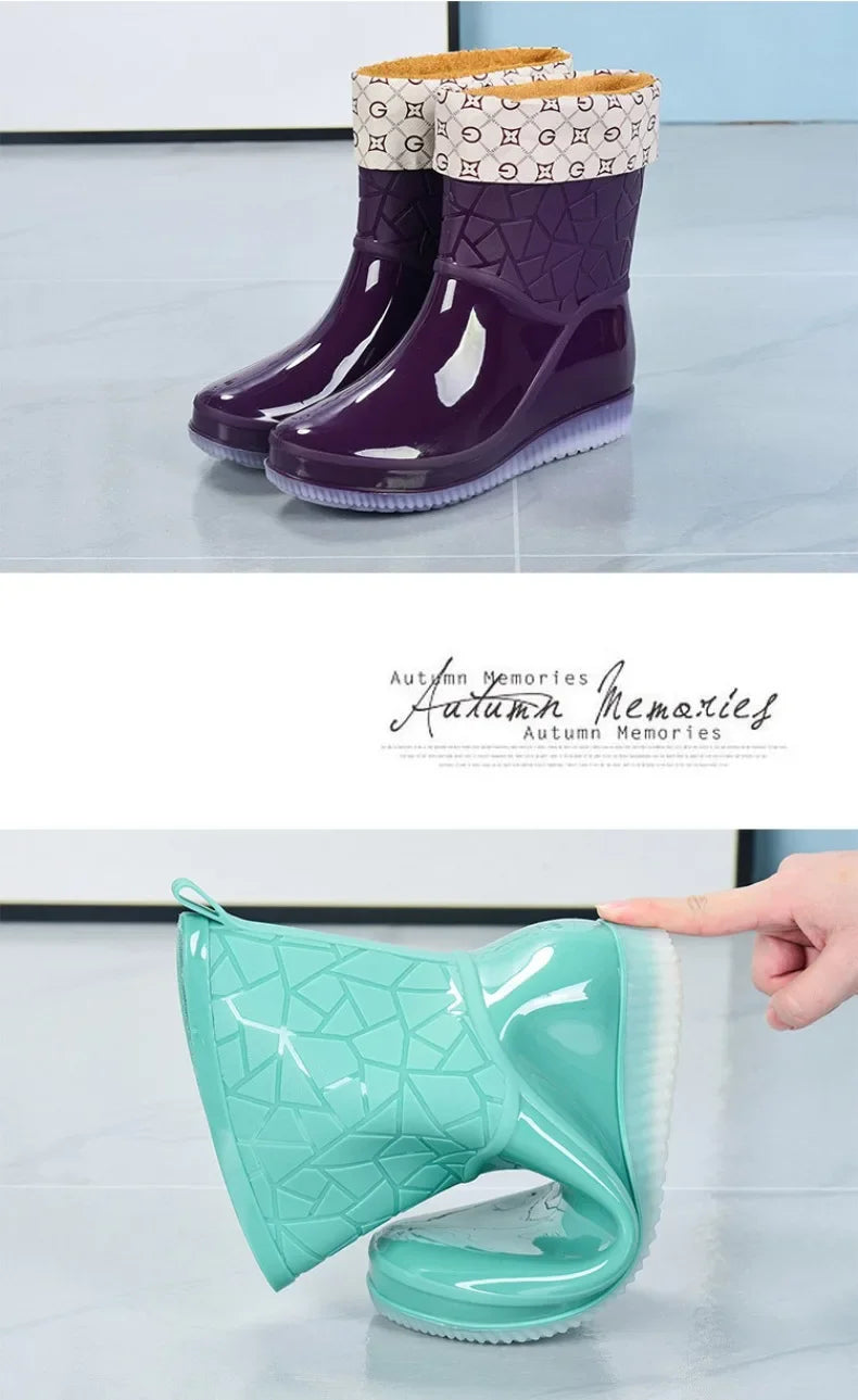 Botas Mujer 2023 Fashionable Women's Boots Outdoor Women's Rain Shoes New Anti-Slip Wear-Resistant Women's Waterproof Shoes