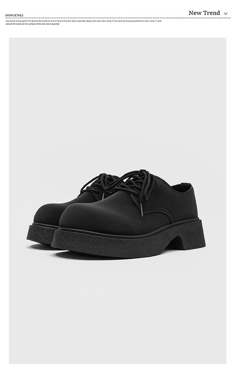 Classic British-Style Round-Toe Leather Shoes Non-Slip Comfortable Casual Dress Shoes Solid-Color Footwear for Youth Streetwear