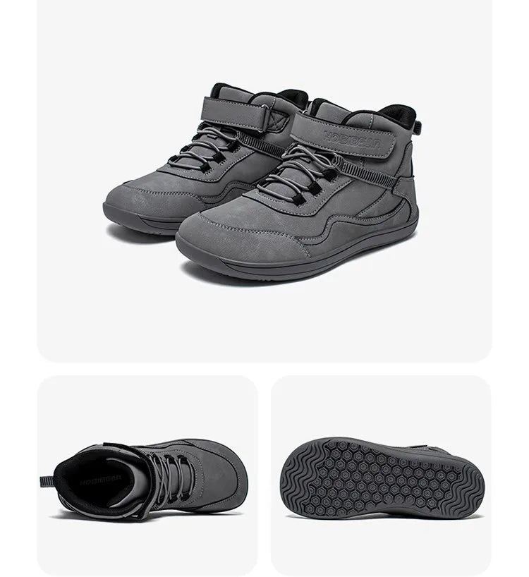 2025 Kids Mid-Barefoot Shoes Big/Kid Wide Toe Box Zero Drop Artificial Leather Hook-Loop Outdoor Boots  kids shoes