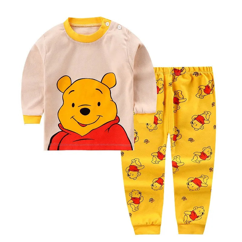 Baby Boys Girls Long Sleeve Underwear Outfits 2024 New Autumn Clothes Autumn Pants 2pcs Infant Costume Cartoon Tops+Panrs