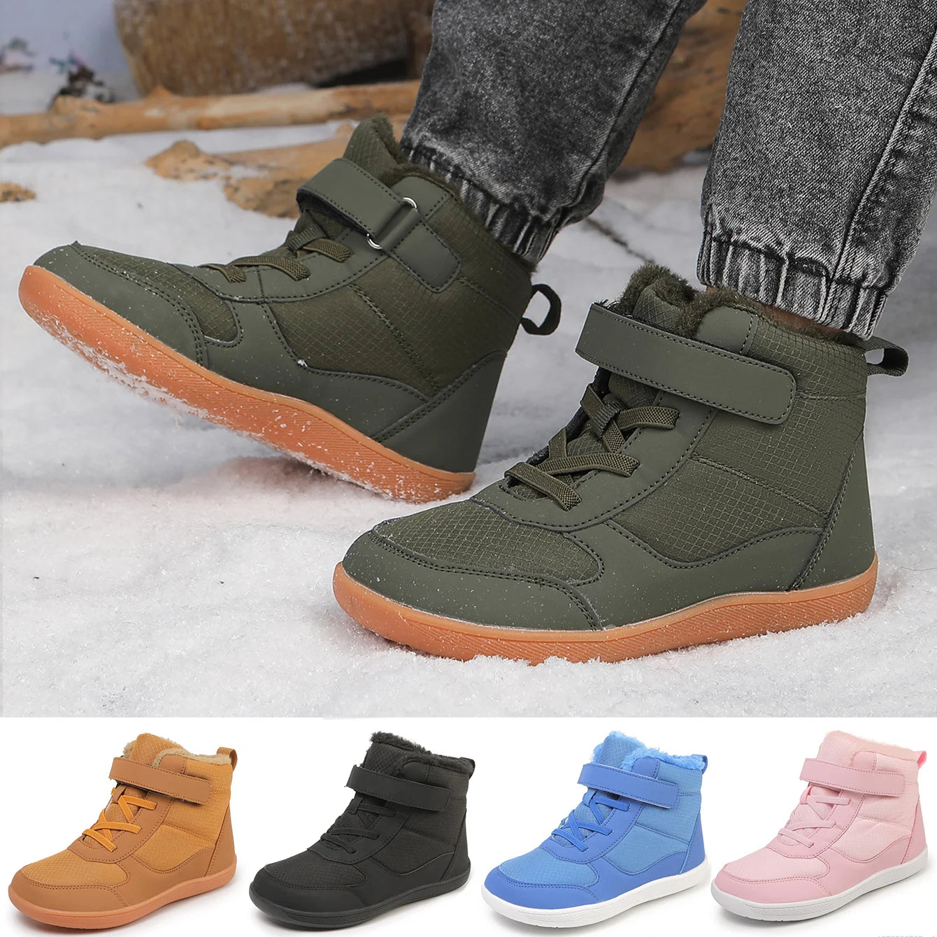 Kids Barefoot Snow Boots Winter Warm Boots for Girls Boys Outdoor Walking Non-slip Children's Shoes Girls' Boy Shoes Sneakers