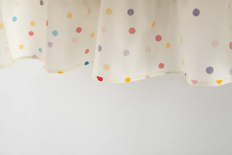 Cotton Dress for Baby Girl Heart Shaped Button Colorful Polka Dot Bow Dress Send Bag