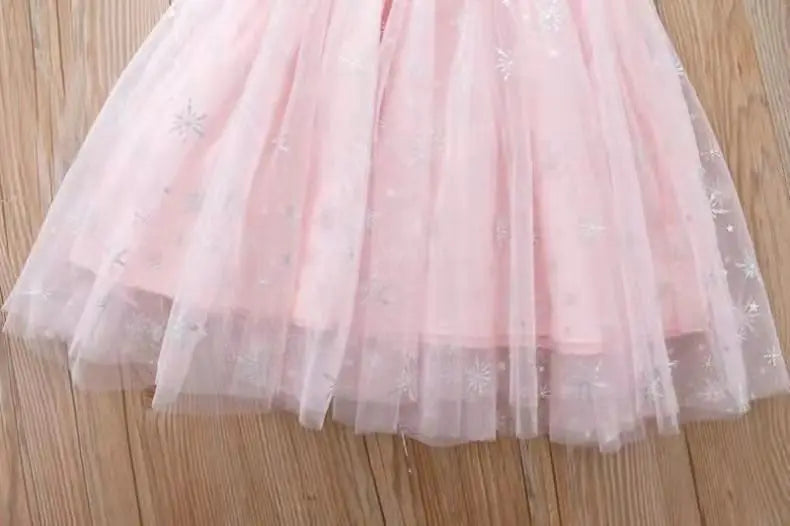 New Disney Girls DressShort Sleeve Kids Clothes  Princess Dresses Frozen Elsa Party Baby Dresses for Children Clothing