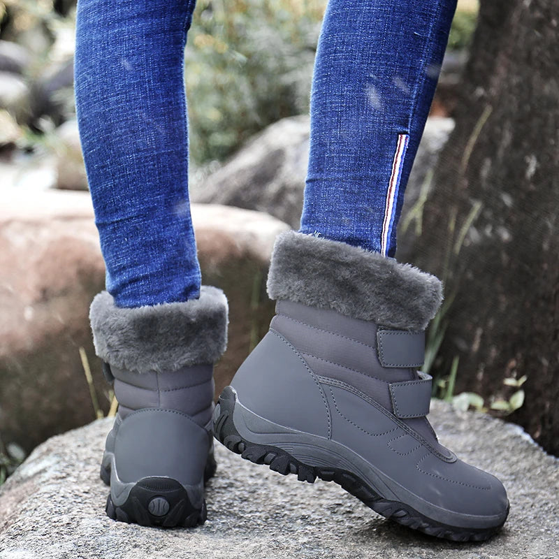 Boots for Women Platform Outdoor Snow Boots Non-slip Winter Walking Shoes Fur Warm Ankle Boots Wedge Waterproof Thigh High Boots
