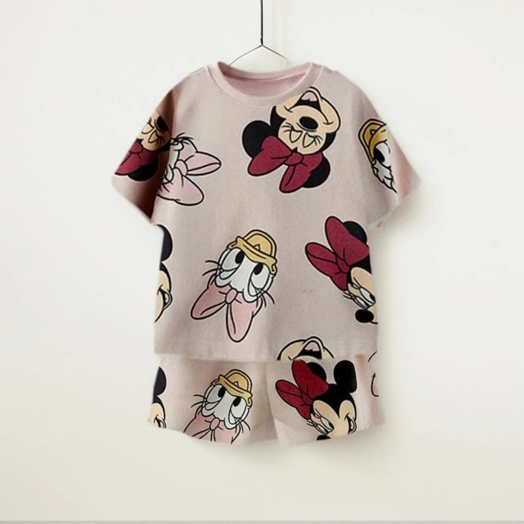 All Over Print Children's Casual Sets Mickey Friends Print Kids Loose 2Pcs Sets T-shirt+Shorts Summer Kid Sport Clothing Popular