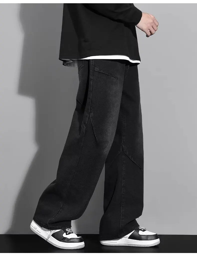 2025 new jeans men's spring and autumn retro loose straight leg casual pants American fashion brand high street curved knife pan