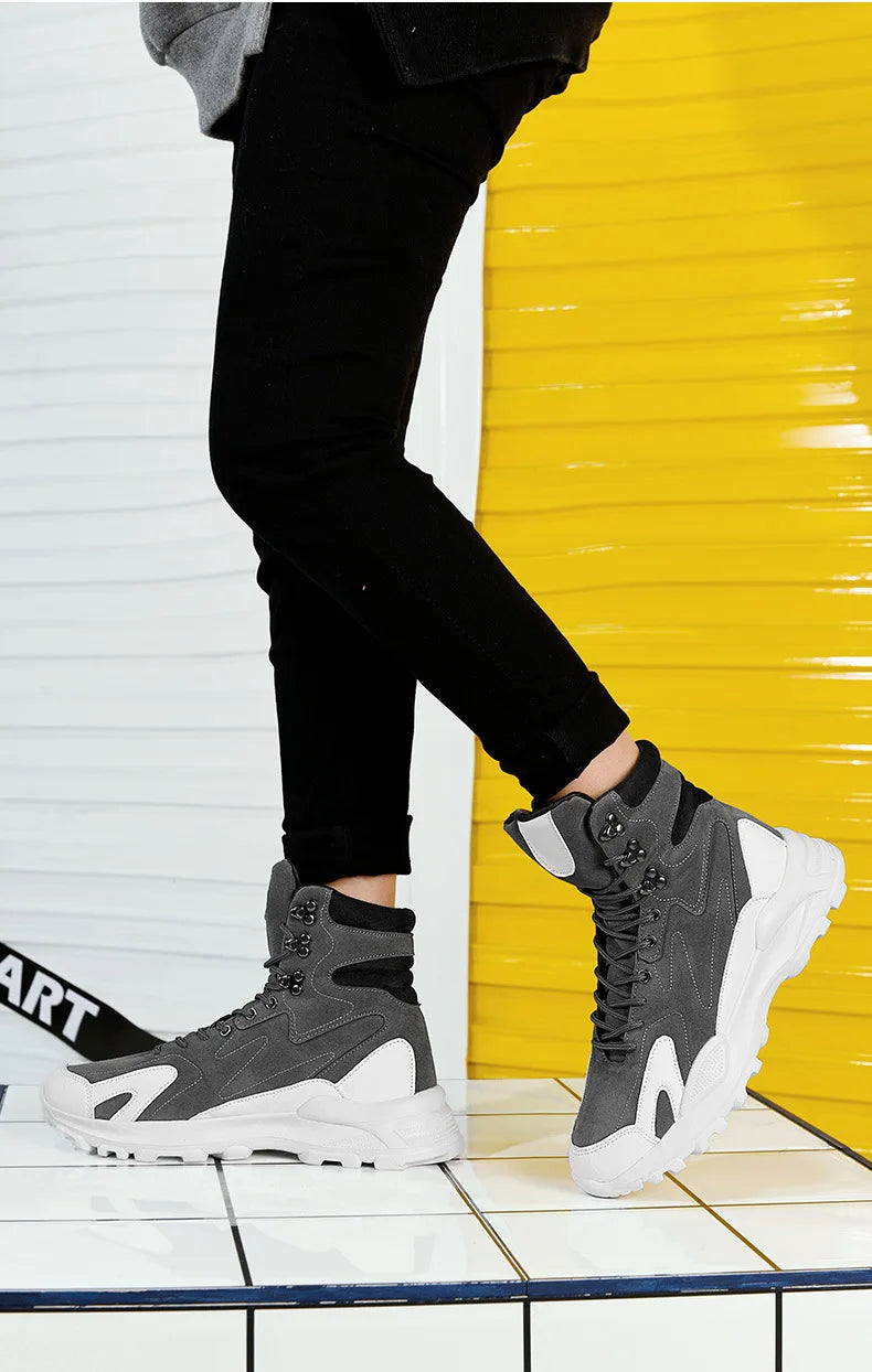 Fashion Men's Boots Comfortable Men Casual Shoes Breathable High Top Sneakers for Outdoor Non Slip Ankle Boots Platform Sneakers