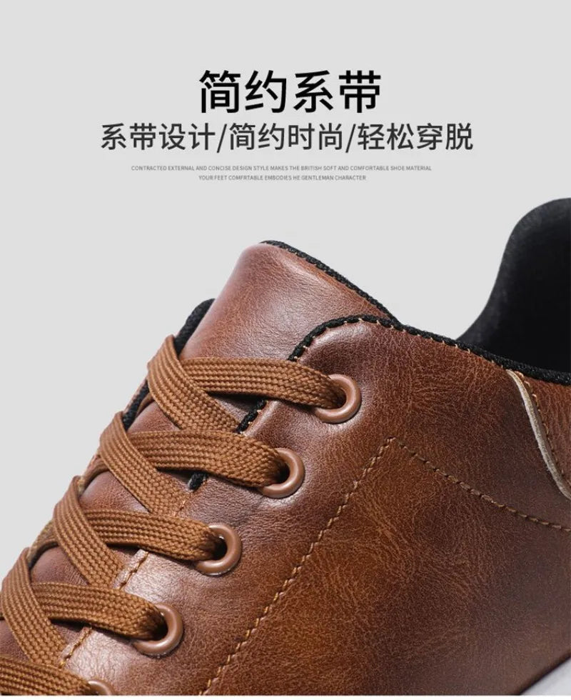 2025 Spring Classic Men Leather Casual Shoes Cross-border Hot Sale Versatile Man Sneakers Loafers Fashion Large Size Board Shoes