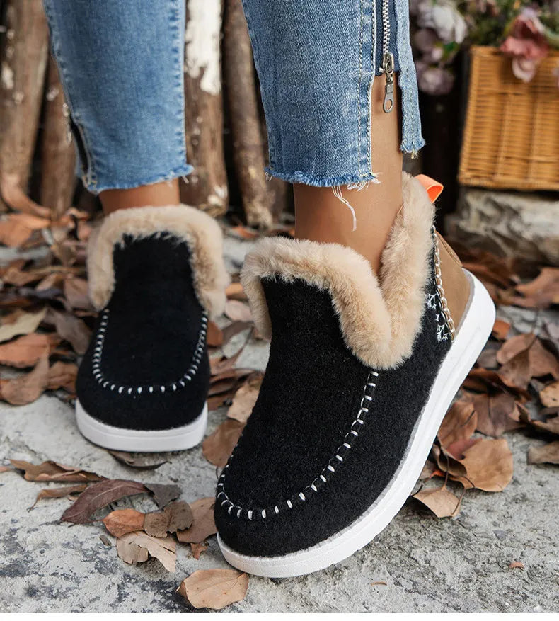 Boots 2025 Winter Shoes For Woman Fur Botas Mujer Casual Women's Ankle Boots Winter Footwear Female Rubber Snow Boots For Women