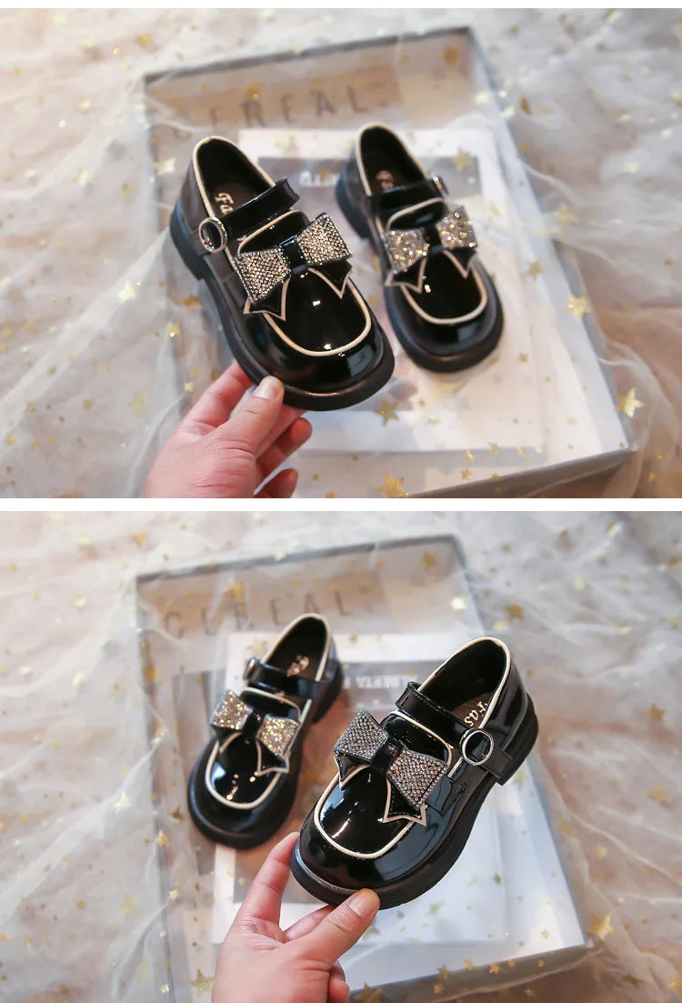 Kids Casual Shoes Children‘s Leather Shoes for Toddlers Girls Party Flats Kids Loafers Bowtie Shoes for Kids Girls Lolita Shoes