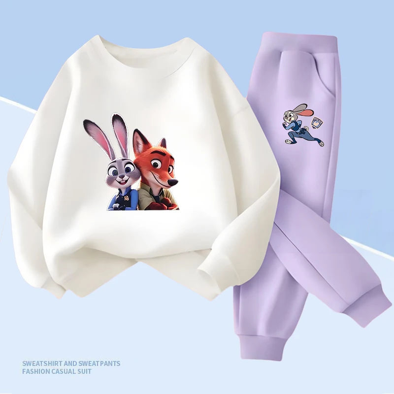 Spring Baby Girls Boys Casual Clothes Set Children Disney Zootopia Judy Printing Sweatshirt Top and Pants 2 Pieces Pullover Set