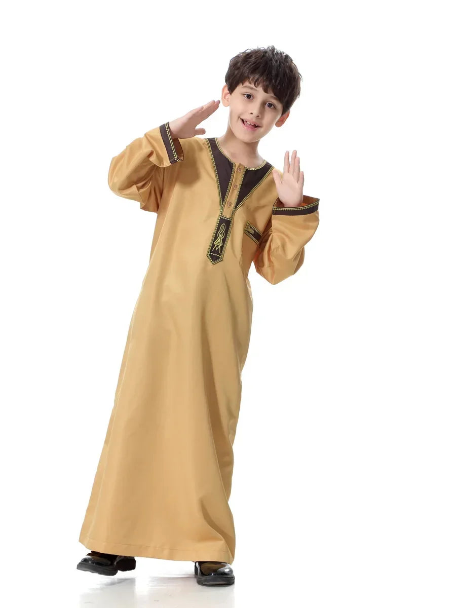 Eid Muslim Kids Abaya Jubba Thobe Dress Kimono Boy Thobe Thawb Caftan for Children Ramadan Long Robes Dress Dubai Arab 2026