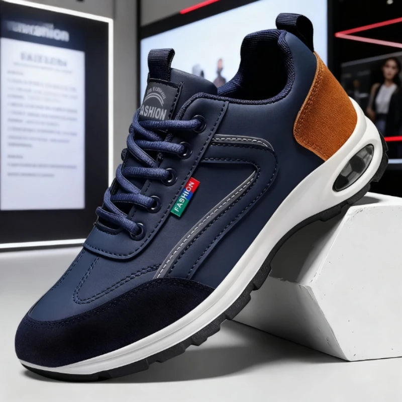 Fashion Sneakers for Men Non Slip Shoes Suede Detailing Outdoor Versatile Lace Up Platform Shoes Spring and Autumn Sports Shoes