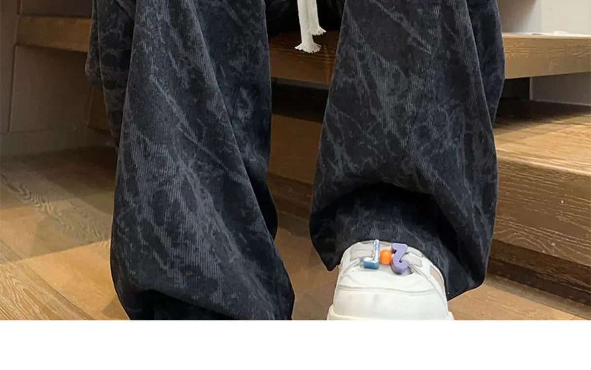 Corduroy Men's Pants Trendy Casual Spor Straight Leg Fce Lined Wide Leg Autumn Winter High Street Cool American Sle