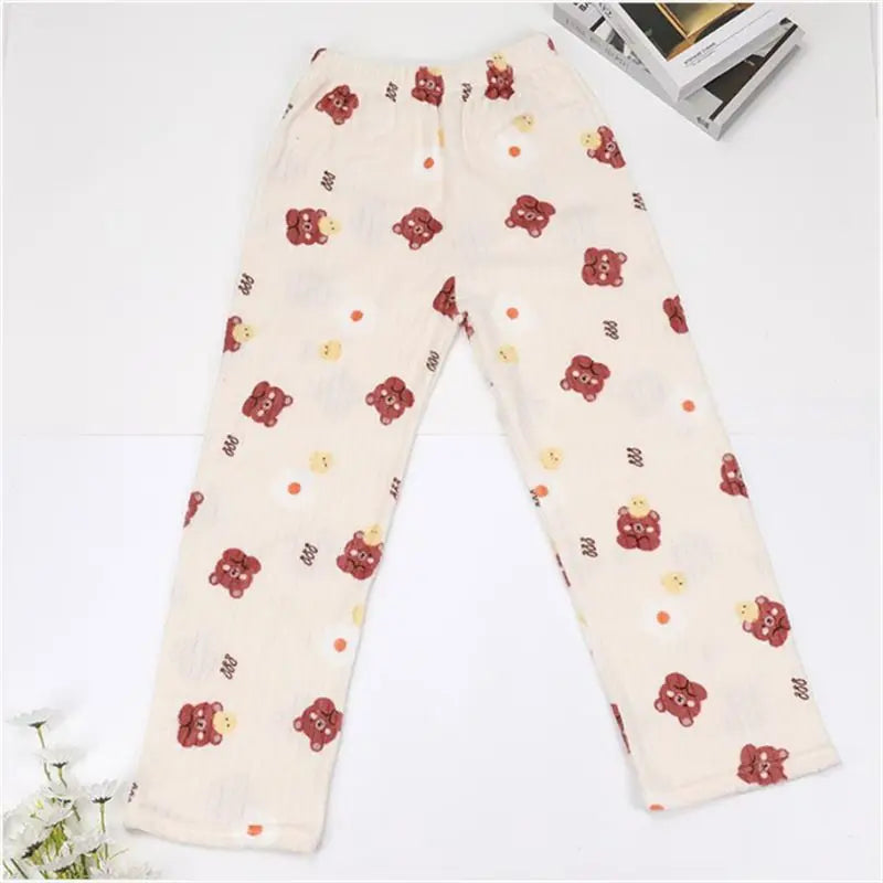 Autumn Winter Plu Print Bear Home Clothes Set Comfortable Long Sve Crew Ne Sweatirt And Pants Spwear for Young Women