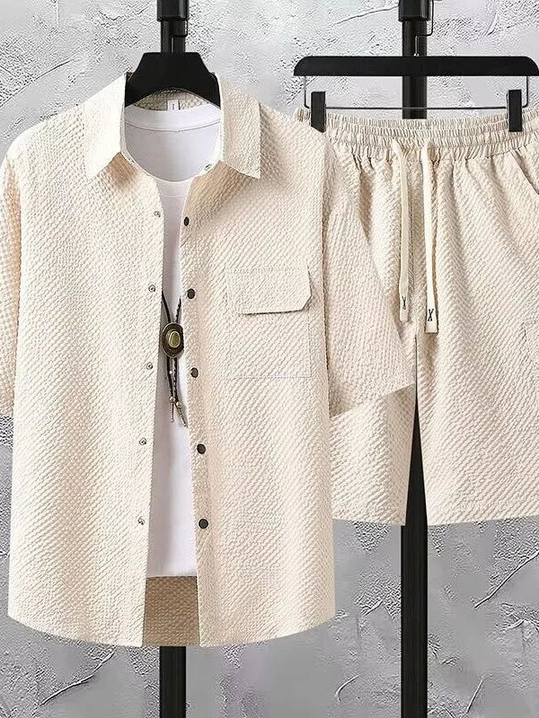 Ice Silk Embroidered ort Sve irt And orts Set for Teen Boys Summer Loose Workwear irt Faionable Brand Five-Quart...