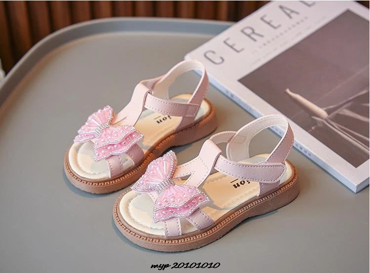 Kids Sandals Girls Shoes Summer New Arrival Beach Shoes with Slip-Resistant Soles Princess Style Sweet Exquisite 23-36 Size