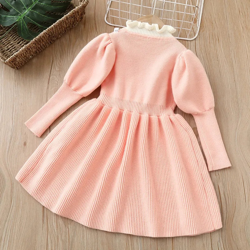 Kids Dresses for Girl Woolen Dress Children Knitted Jumpsuit Bow  Fashion Long Dress Baby Girl Dress Summer Dresses Ropa De Niña