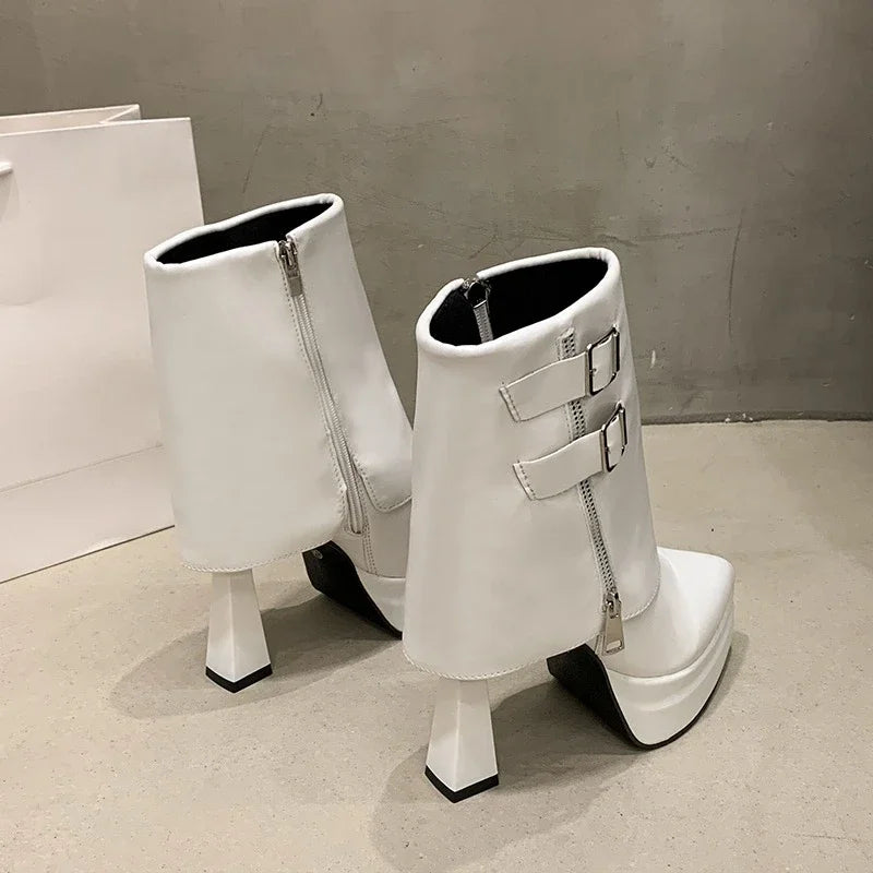 Boots for Women Fashion Designer Trouser Tube Boots Thick Bottom Heightening Platform Boots Women's Side Zipper Ankle Boot Botas