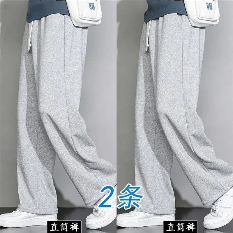 Spring Autumn Loose Wide Leg Thin Straight Leg Sweatpants Trendy Casual Sports Winter Grey Long Pants for Men And Children