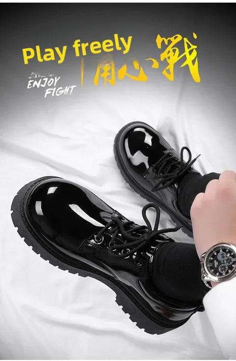Men's Business Shoes Autumn Lace-up Men Shiny Wide Foot Business Shoe British Chunky Male Derby Shoes Luxury Men's Dress Shoes