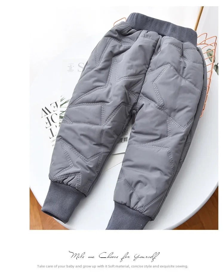 Kids Winter Thermal Pants Cotton-Padded Warm Trousers for Cold Weather Outdoor Snow Play & Comfort