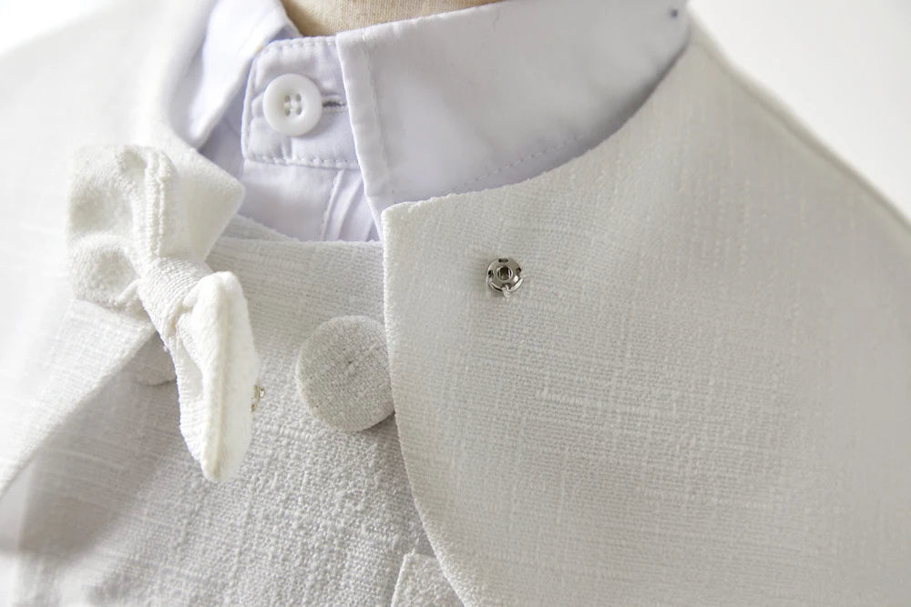 White Boys Suits Fashion Formal Baptism Party Dress Vest shawl Shorts hat 4pcs sets Outfits Kids Birthday Boutique Clothing set