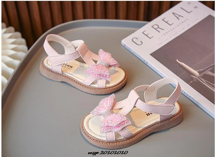 Kids Sandals Girls Shoes Summer New Arrival Beach Shoes with Slip-Resistant Soles Princess Style Sweet Exquisite 23-36 Size