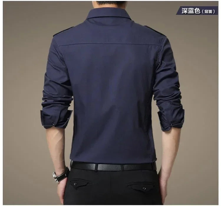 Men Shirts Tops Single Breasted Shirt Turn Down Collar Full Sleeve Casual Regular Splice Simple Slim Fit Top Autumn Winter