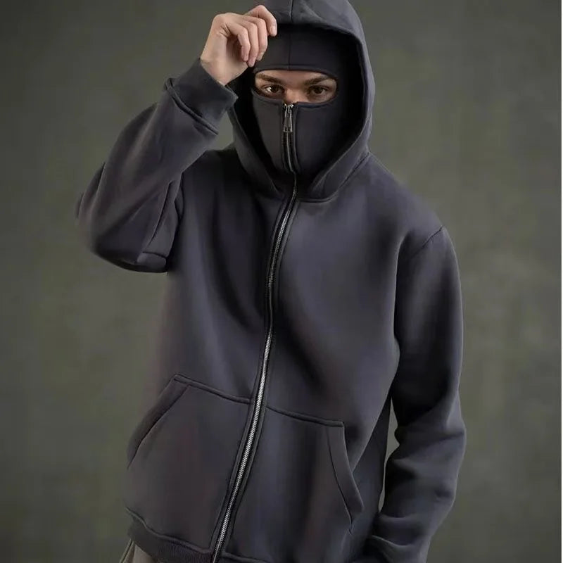 hooded face mask zipper design sports jacket hood women's zipper hooded sweatshirt warm casual jacket sports shirt outdoor coat