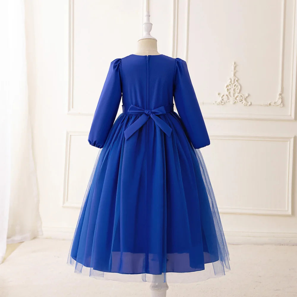 Muslim Ramadan Prayer Gowns Party Girls Dress Long Sleeve Robe Arabic Dubai Abaya Girls Dresses Eid Child Holiday Prom Costumes