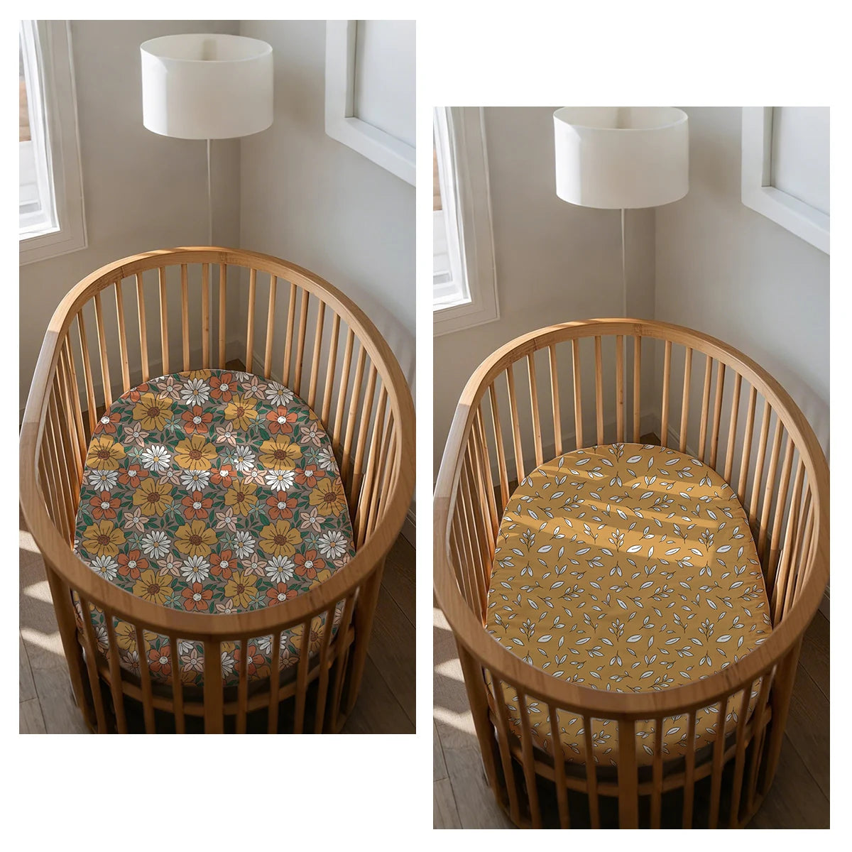 Elinfant 2PCS Polyester Fitted Crib Sheet Set,Toddler Bed Sheets Mattresses,Changing Pad Cover,Baby Fitted Bassinet Bed Sheet