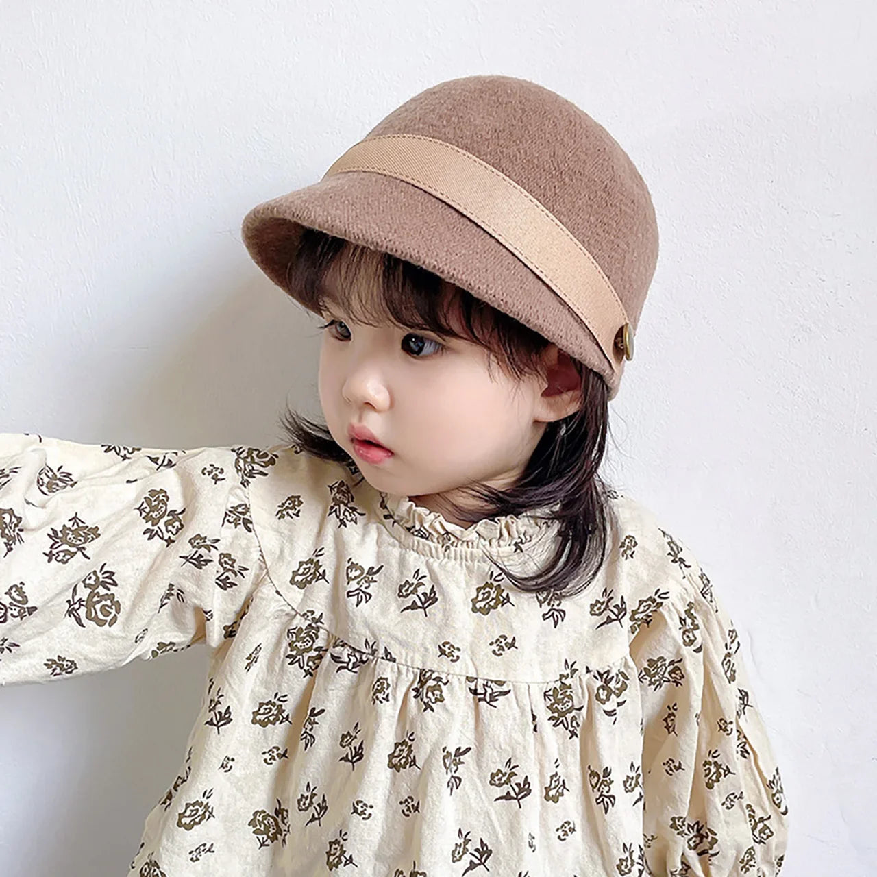 Winter Warm Baby Equestrian Hat Vintage Baby Boy Girl Wool Caps Cute Toddler Short Brim Duck Tongue Cap
