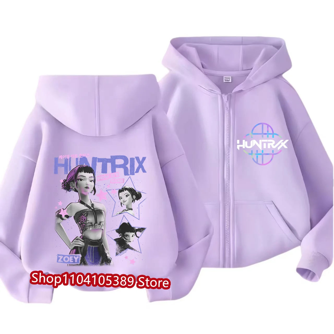 Kpop Demon Hunters Zipper Hoody Children Huntrix Rumi Zoey Cartoon Fashion Zip Sweatshirt Boy Girl Casual Tops Kids Clothes Gift