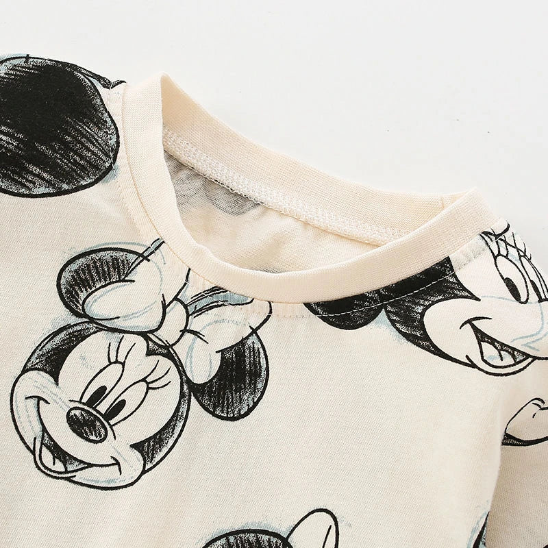 Disney Mickey Print Baby Boys Underwear Set Autumn Kids Home Clothes Suit Casual Cartoon Long Sleeve Tops + Pants Children's Pjs