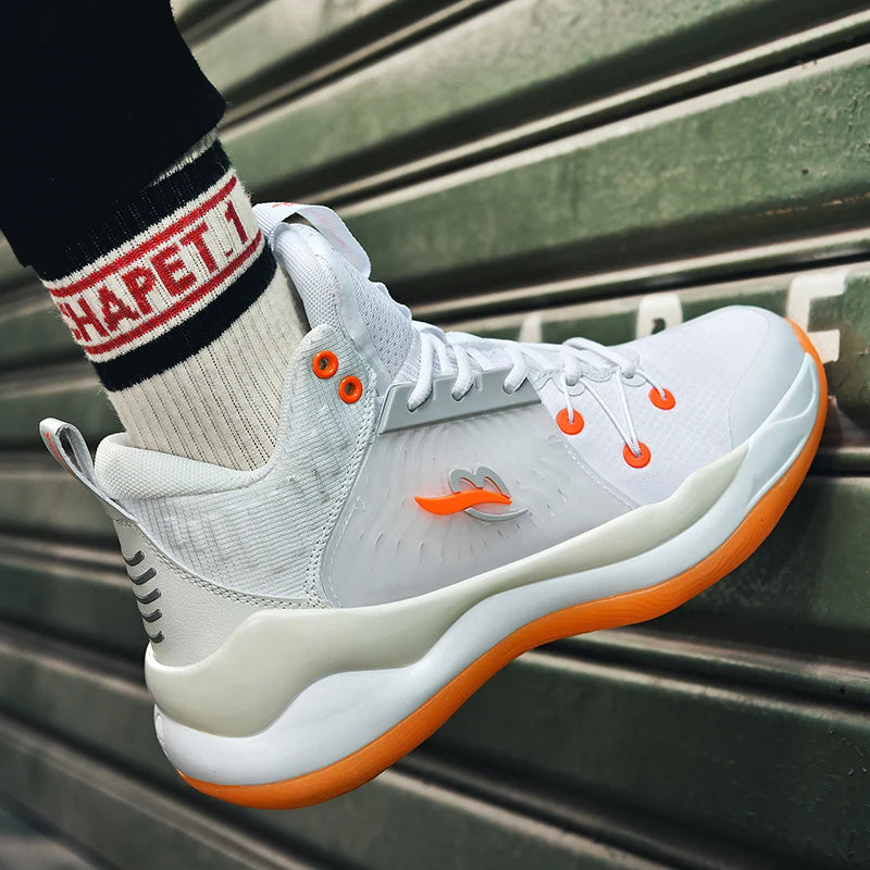 Basketball shoes for men breathable youth students grip anti-slip cushioning high elastic professional training sports shoes