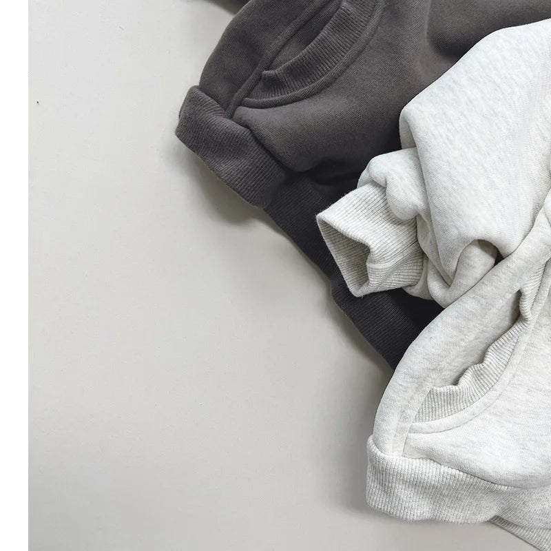 2025 Winter New Baby Long Sleeve Fleece Sweatshirt Infant Boy Girl Solid Warm Pullover Plus Velvet Thick Toddler Casual Clothes