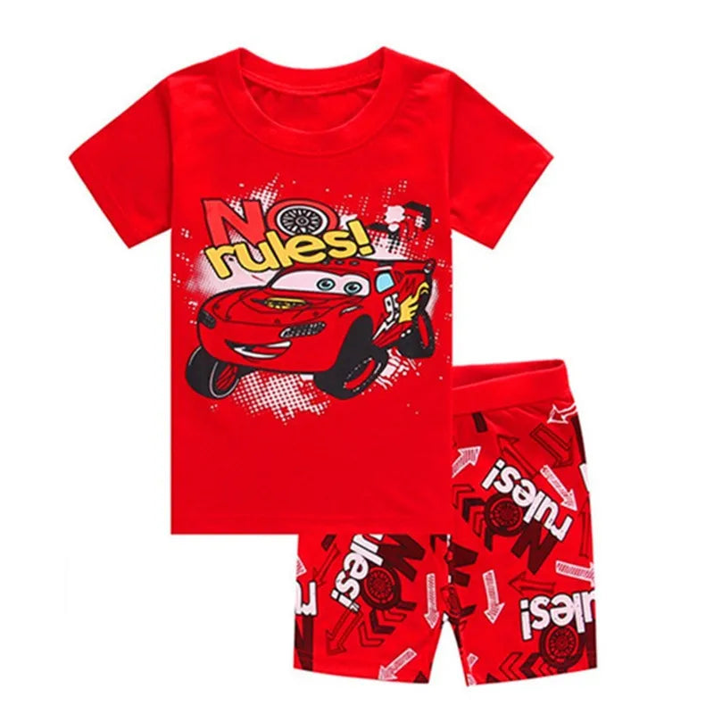 Summer Boys Nighty cars Cartoon Nightgown Costume Boys Cute lightning mcqueen Set Baby Toddler Short Sleeve Pajamas Sets