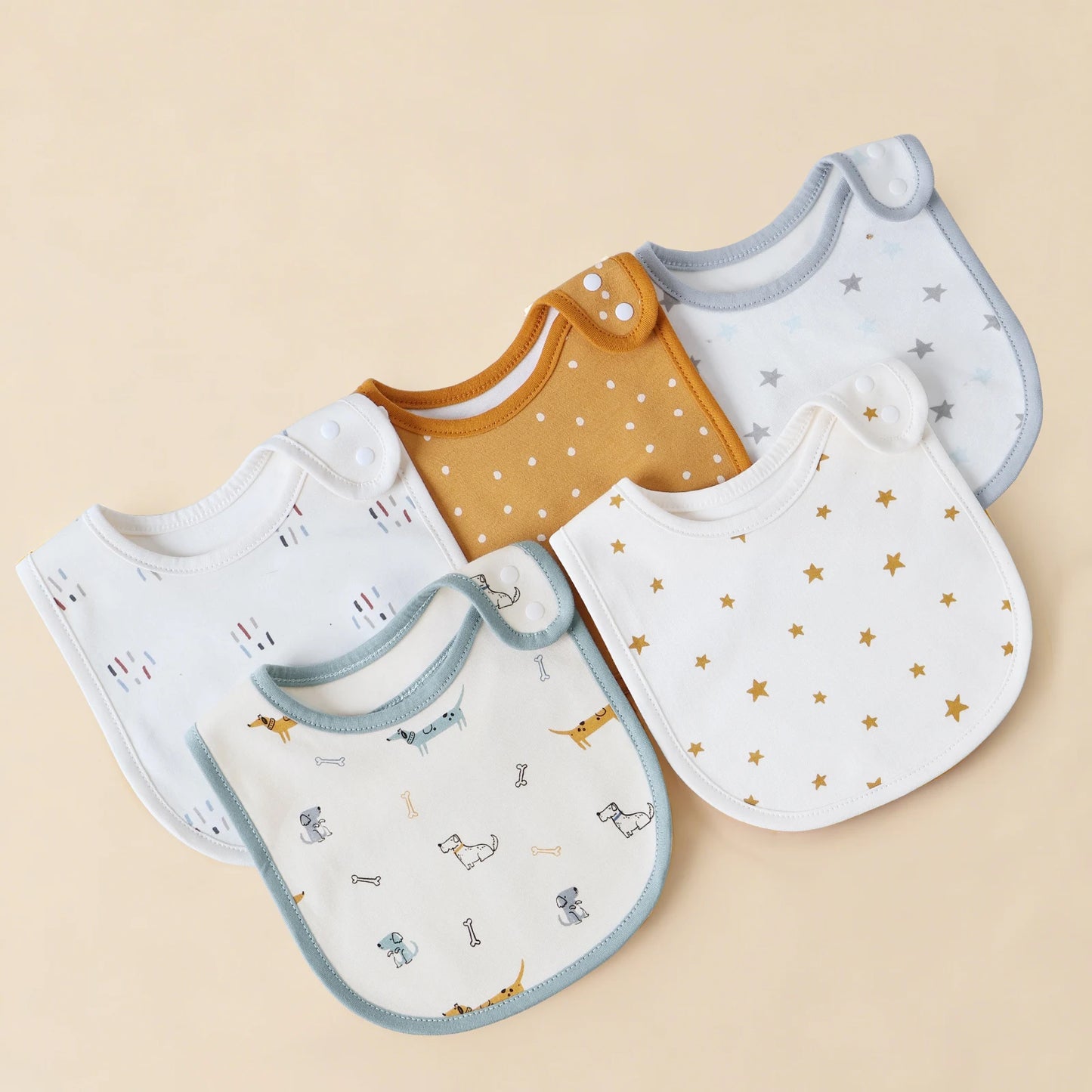 5 Pcs/set Baby Bibs U-shaped Infant Saliva Towel Easy to Wipe Kids Eating Cloth 100% Cotton Anti-spitting Skin-friendly 1-3Y