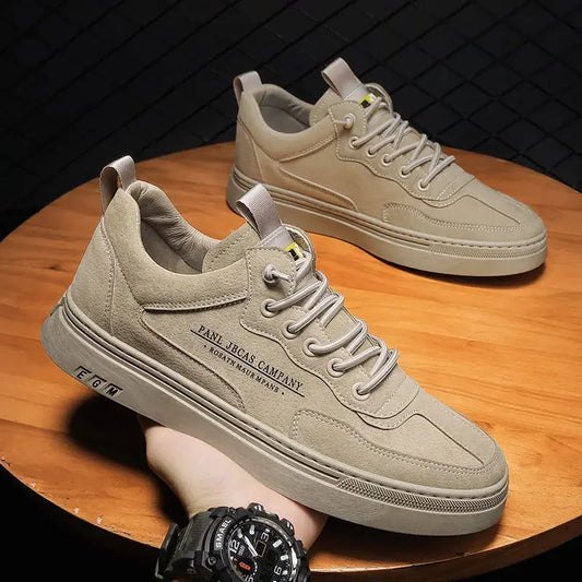 Men's Sports and Leisure Board Shoes Trendy Footwear Trendy Versatile Cloth Shoes Men's Autumn New Breathable Khaki Shoes