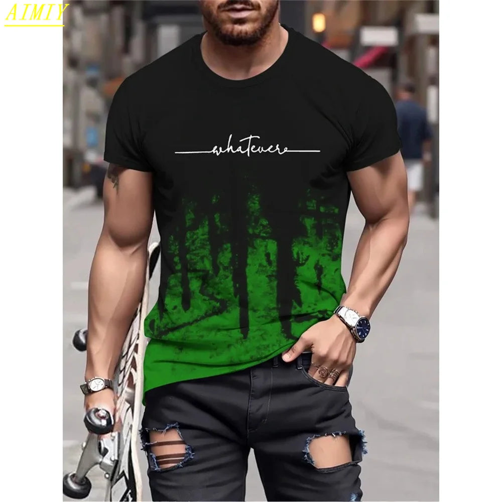 Fashion Summer 3D Stripe Letter Print Men's T Shirt Hip Hop Trend Harajuku Streetwear Casual O-neck Oversized T-shirts Men Tops