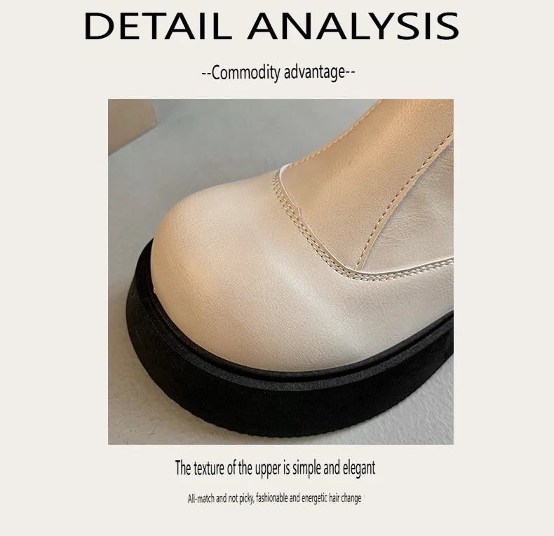 Fall New Style Thick-soled Women's Fashionable Boots, Retro Big-head Short Boots, Anti-slip and Wear-resistant Outdoor Boots