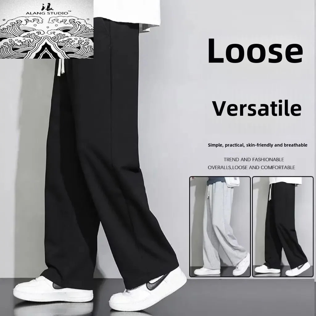 Men's Loose Fit Straight Leg Sweatpants Casual Plus Size Cotton Pants For Autumn Winter Spring Summer Lightweight