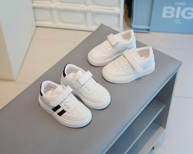 Kids Sports Shoes for School Boys Girls White Shoes Non-slip Soft Sole 2025 New Fashion Children Casual Shoes Hook&loop Trendy