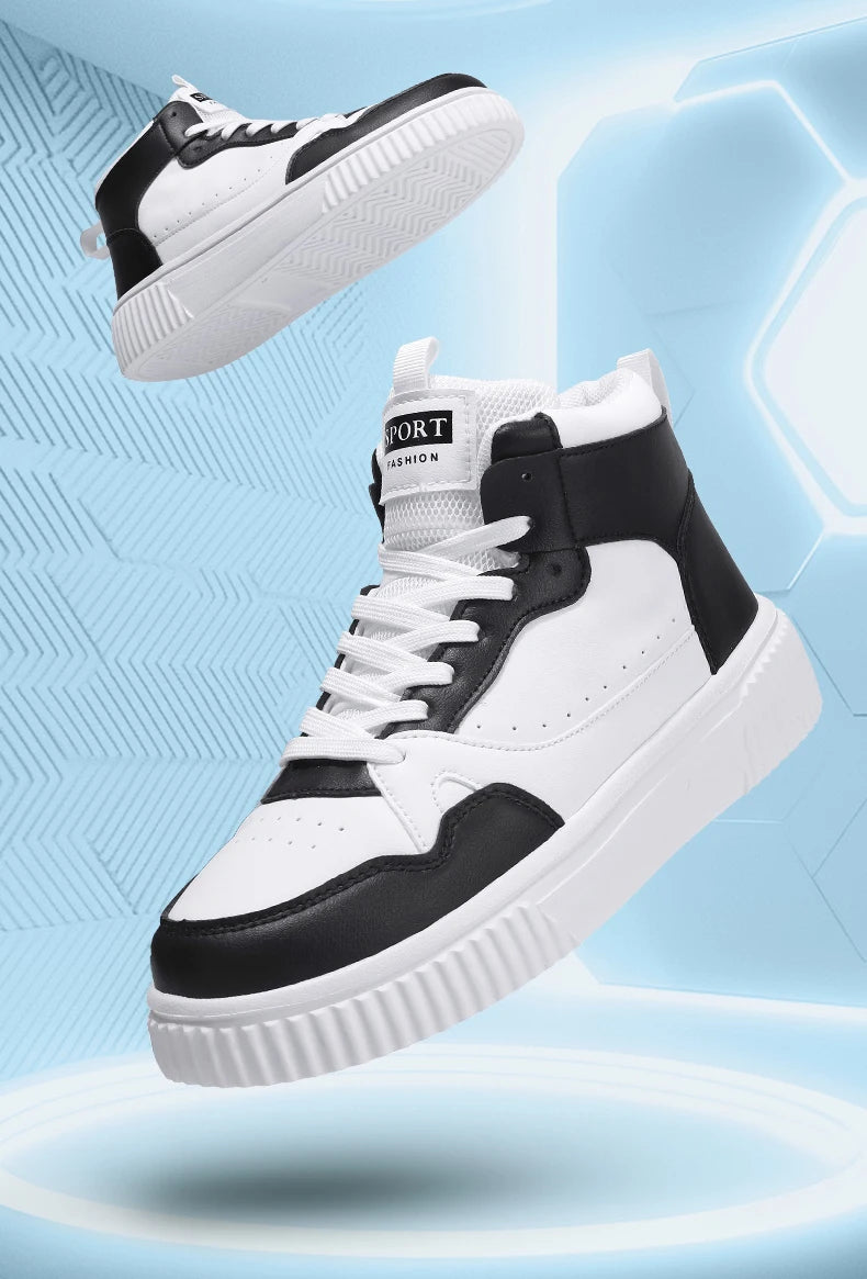 Classic High Top Men's Board Shoes Leather Casual Sports Lightweight Cosy Street Trend Walking Shoes for Men And Women