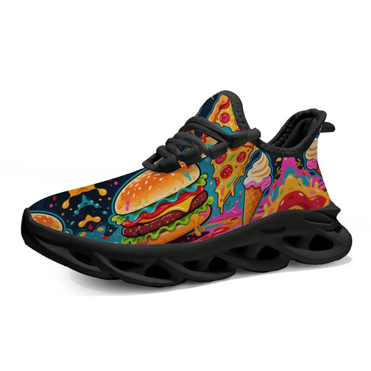 Kids Sneakers Anti-skid Leather for Boys Orange Casual Children Shoes with Fashion Running Walking Lightweight Hamburger Pattern